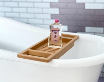 Aceite para bebés en miniatura para casa de muñecas a escala 1:12; modelo de cuidado de la piel para casa de muñecas a escala 1/12