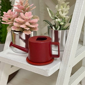 1:12 Dollhouse Miniature Metal Watering Can Burnt Red,1/12 Doll Accessories Garden Watering Pot