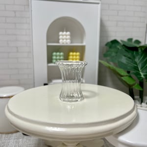 Miniature “Glass Handcraft” Crystal Stripe Glass Hourglass Shaped Flower Vase, 1：12 1/6 Dollhouse Glass Decoration