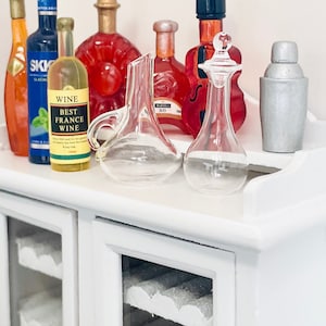 1:12 Scale Dollhouse Miniature “Glass Handcraft&quot; Wine Decanter Set-2Pc , Dollhouse Accessary Liquor Bottle