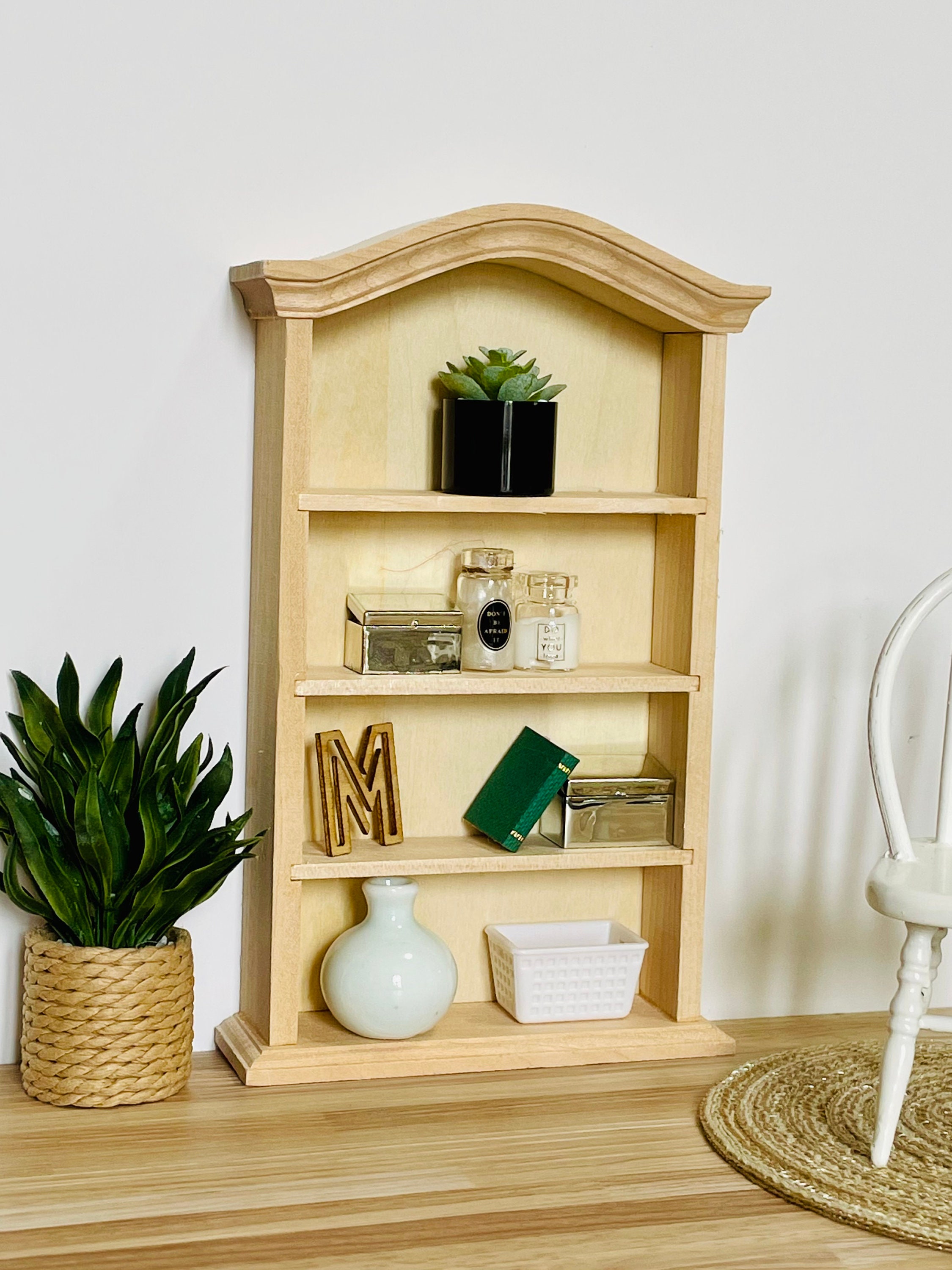 RESTOCK 112 Scale Miniature DIY Unpainted Arch Top Bookcase Etsy Canada