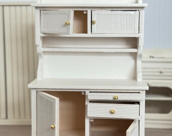 Unfinished Wood Dollhouse Kitchen Hutch With Pot Shelf And 2 Drawers - 1:12 Scale Furniture For Miniature Rooms