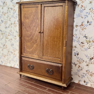 1:12 Scale Miniature Vintage Style wardrobe, 1/12 Doll Furniture wardrobe