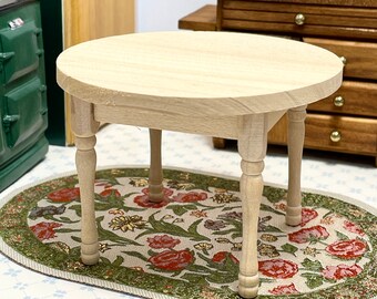1:12 Dollhouse Miniature DIY Unpainted Round Shaped Dining Table ,1/12 Doll Kitchen Furniture Table
