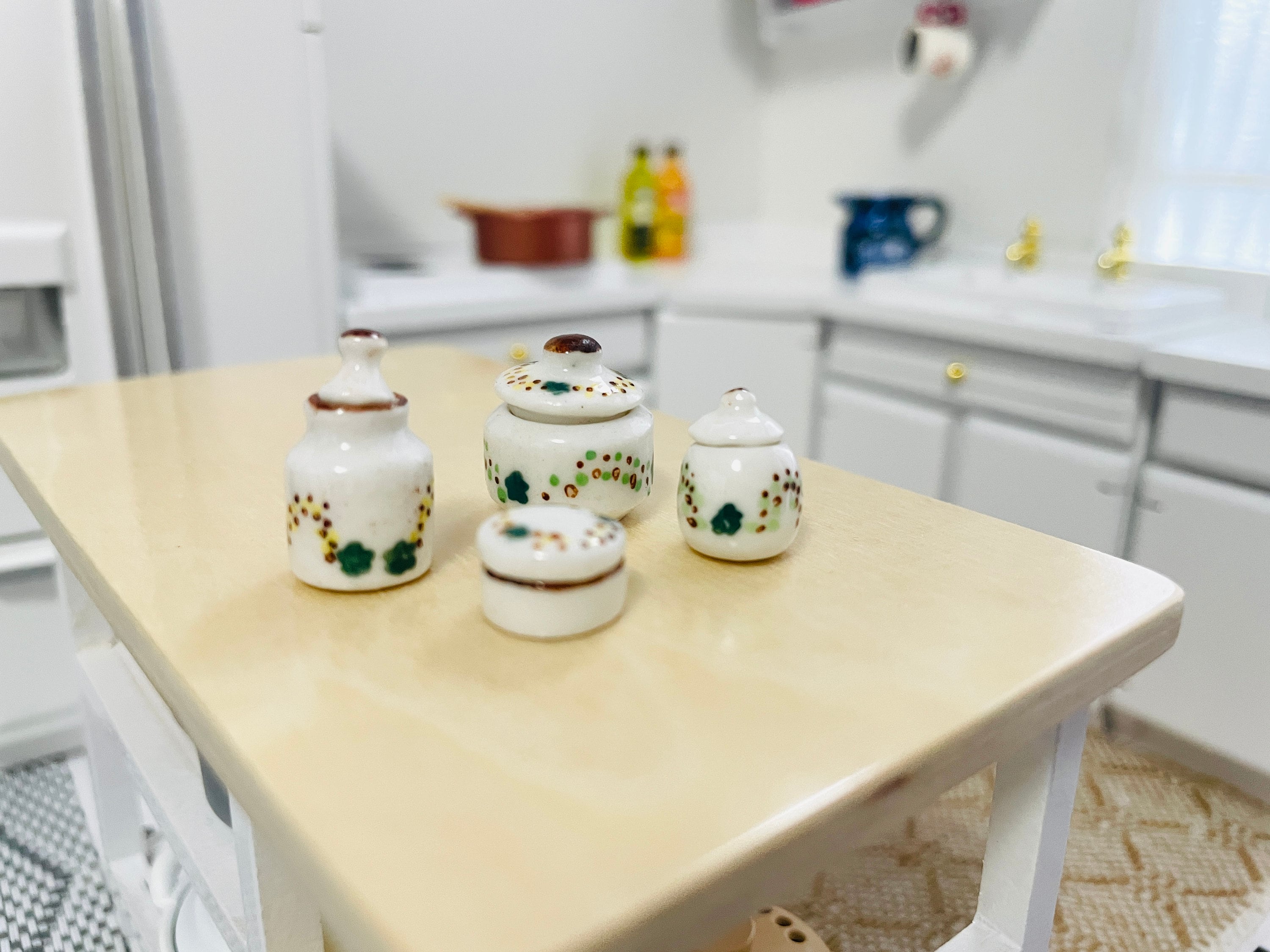 1:12 Scale Dollhouse Miniature Ceramic Cans Set - Kitchen Decor