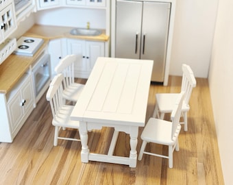 Melody Jane Dollhouse Furniture - Unfinished Table & Chairs Set 1:12 Scale Kitchen Dining