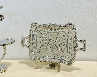 Supporti A Piastra In Miniatura Per Casa Delle Bambole, Scala 1:12, Metallo Nero/argento, 3 Pezzi