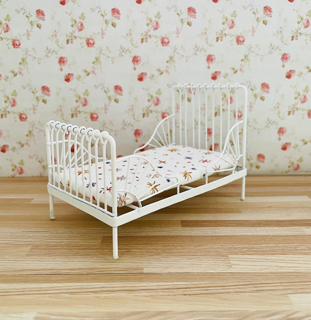 112 Scale Dollhouse Miniature Kids Bed Metal Framewhite W/removable