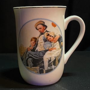 Norman Rockwell 1980s Set of 4 Japan Fine Porcelain Mugs