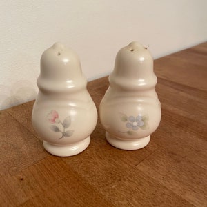 Salt & Pepper Shaker Set Ceramic Pfaltzgraff Tea Rose Pattern Country Farmhouse Cottage Kitchen
