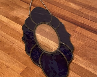 Vintage Stained Glass Hanging Window Decor Blue