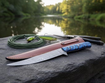 New Gift Edition Fillet Fishing Knife Handmade Damascus Steel Knife with Flexible Blade  Chef Gift For Special Occasions  Personalized