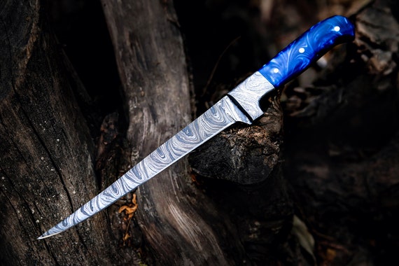 Fillet Fishing Knife Damascus Steel With Flexible Blade