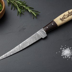 Fillet Fishing Knife Handmade Damascus Steel Knife with Flexible Blade Chef Gift For Special Occasions Personalize Your gift for loved one image 2
