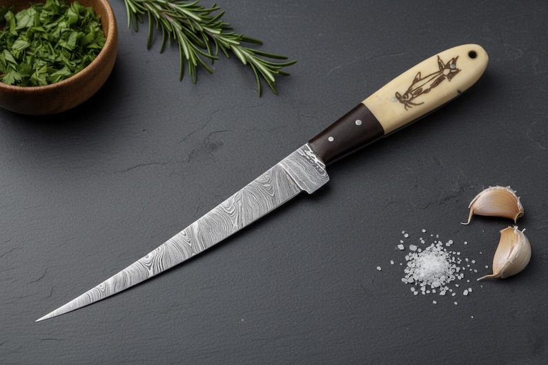 Fillet Fishing Knife Handmade Damascus Steel Knife with Flexible Blade Chef Gift For Special Occasions Personalize Your gift for loved one image 2