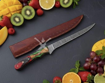 Handmade Damascus Steel Fillet Knife Best Fishing Gift Personalized Gift For Husband Flexible Blade Birthday Gift For Father Groomsman Gift