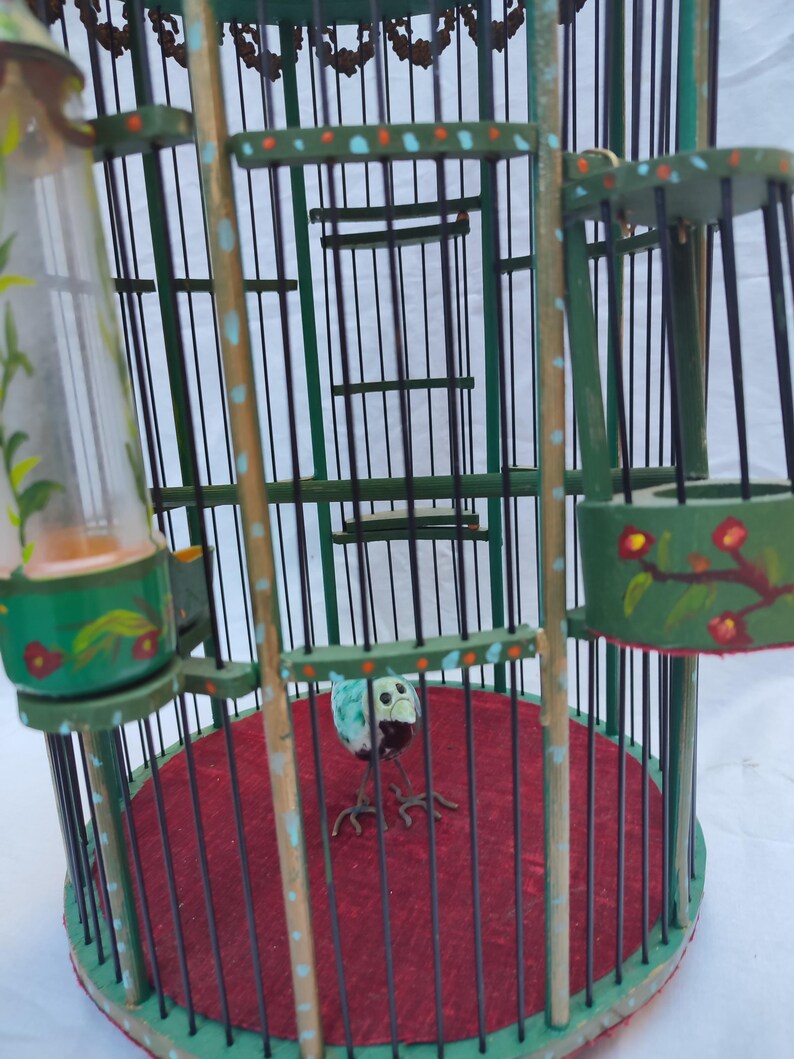 Hand Painted Bird Cage Ottoman Art Vintage Home Decor 30X13 Photo Inspiration
