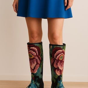 Kilim Cowboy Boots: Handgefertigte Leder-Westernstiefel - Größe 10