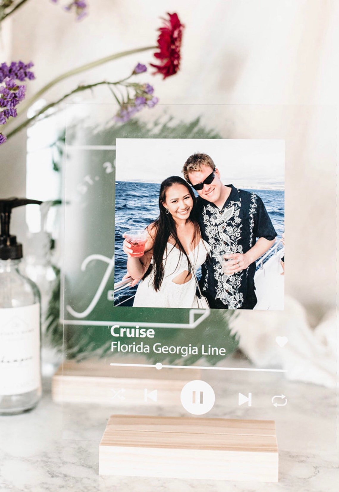 Personalized Plexiglass Song Plaque With Wooden Stand Etsy