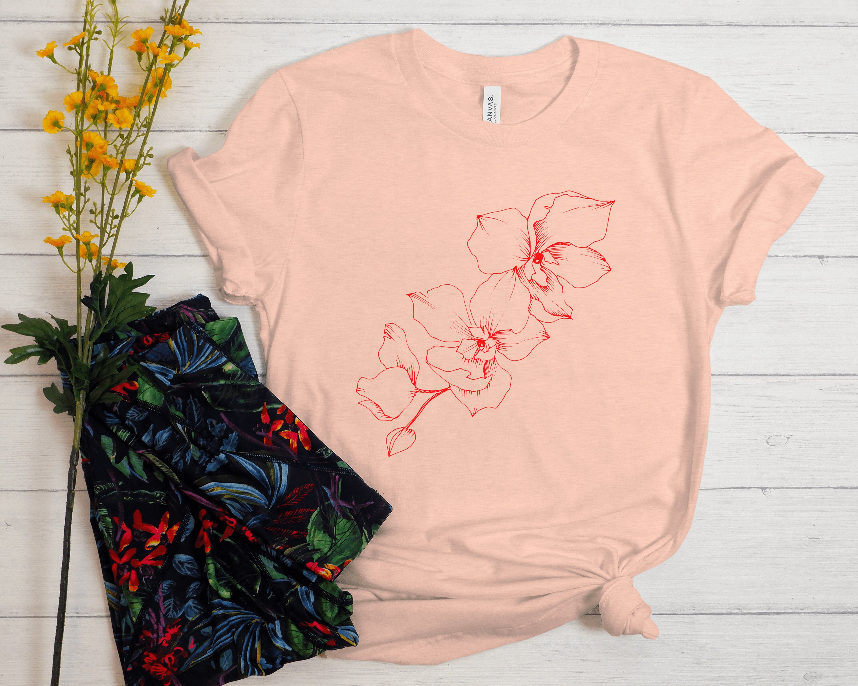 Flowers Shirt Red Flowers Shirt Wildflower Shirt Floral Etsy