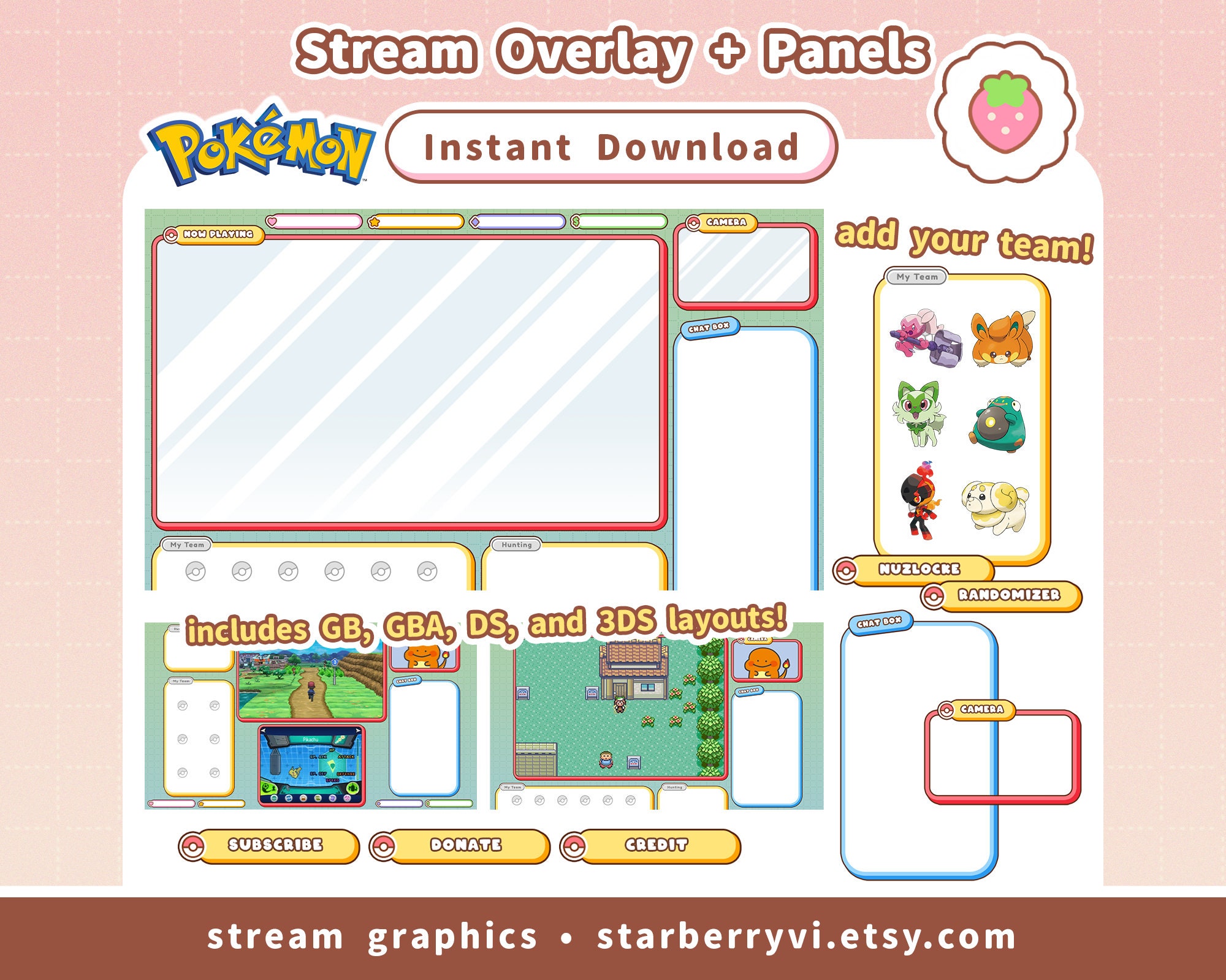 Pokémon Brilliant Diamond Asset Overlay/layout for (Download Now