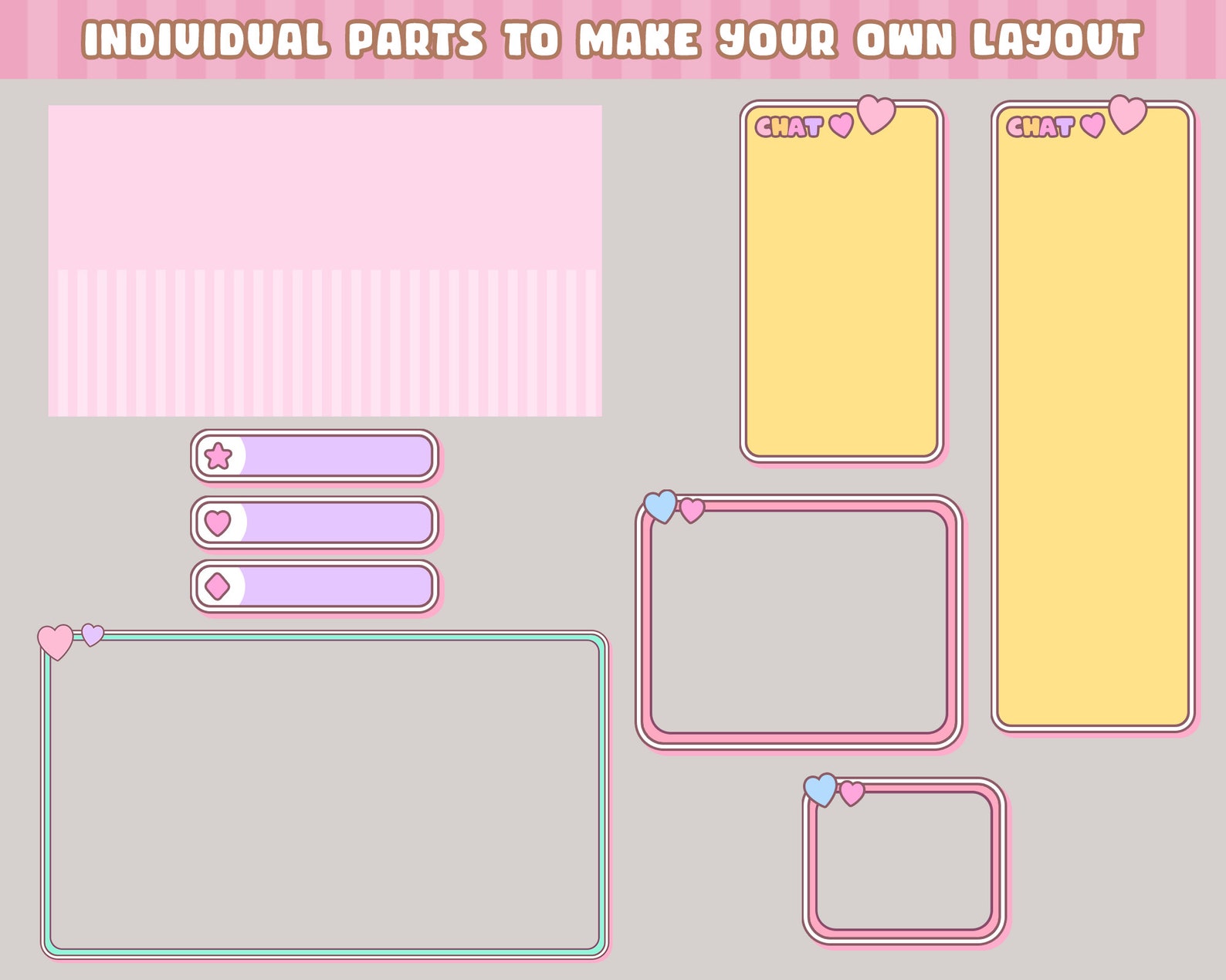 Twitch Stream Overlay Package / Cute Hearts / Animated Screens - Etsy