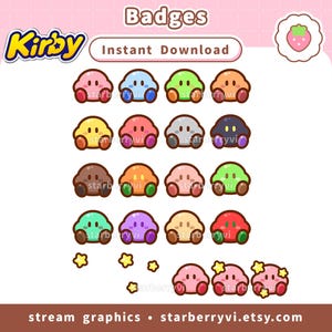 Twitch Youtube Discord Badges / Kirby / Cute sitting Kirby