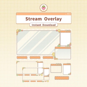 Nakładka na strumień YouTube na Twitchu / Kwiaty / Pomarańczowy / Możliwość dostosowania