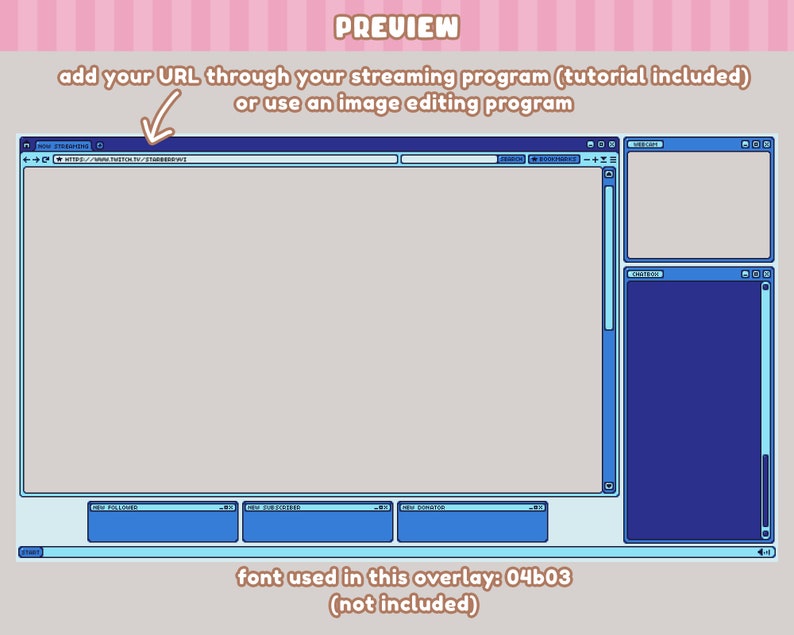 Twitch Stream Overlay Package / Tiny Pixel Internet Browser / Blue Ocean image 6