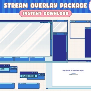 Twitch Stream Overlay Package / Tiny Pixel Internet Browser / Blue Ocean