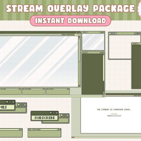 Twitch Stream Overlay Paket / Tiny Pixel Internet Browser / Retro Gameboy