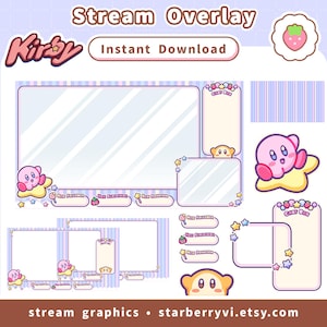 Twitch Stream Overlay / Kirby / Pastel Cute Kawaii