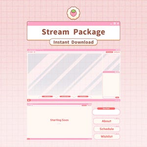 Twitch Youtube Stream Package / Animated Overlays, Alerts, Panels / Pink Red