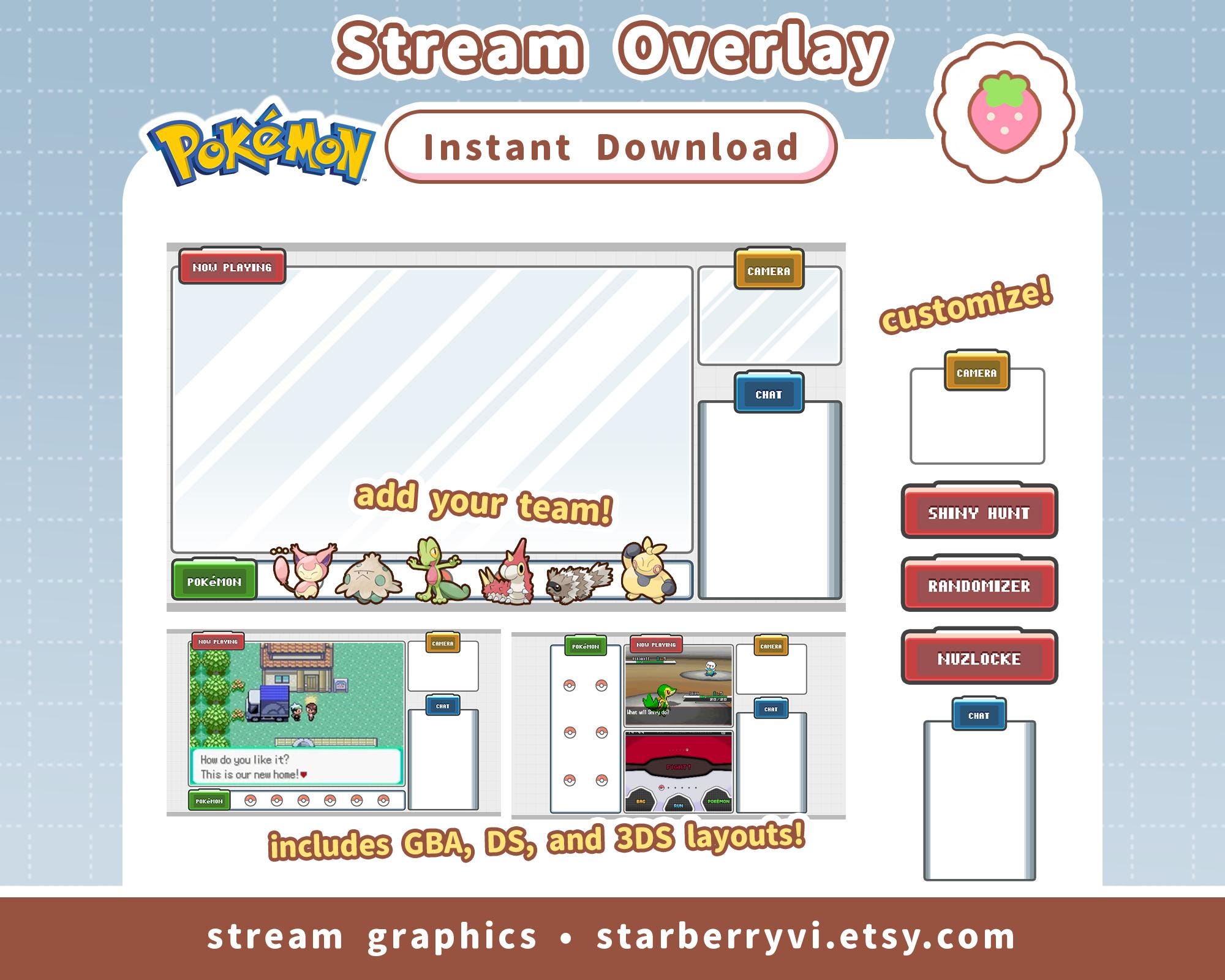 3ds Shell Overlay Pokémon | Twitch Youtube Stream Overlay / Customize / Switch, 3DS, DS ...