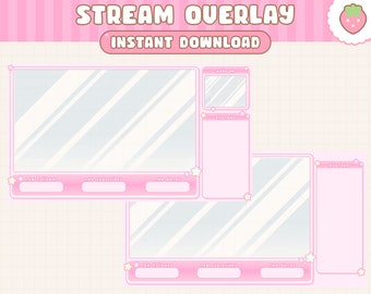 Superposición de transmisión de Twitch / Lindo / Rosa / Kawaii / Simple