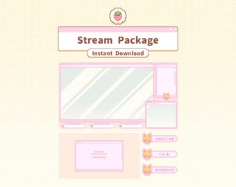 Twitch Youtube Stream Overlay + Animated Screens + Panels / Cute Cozy Cat / Customize