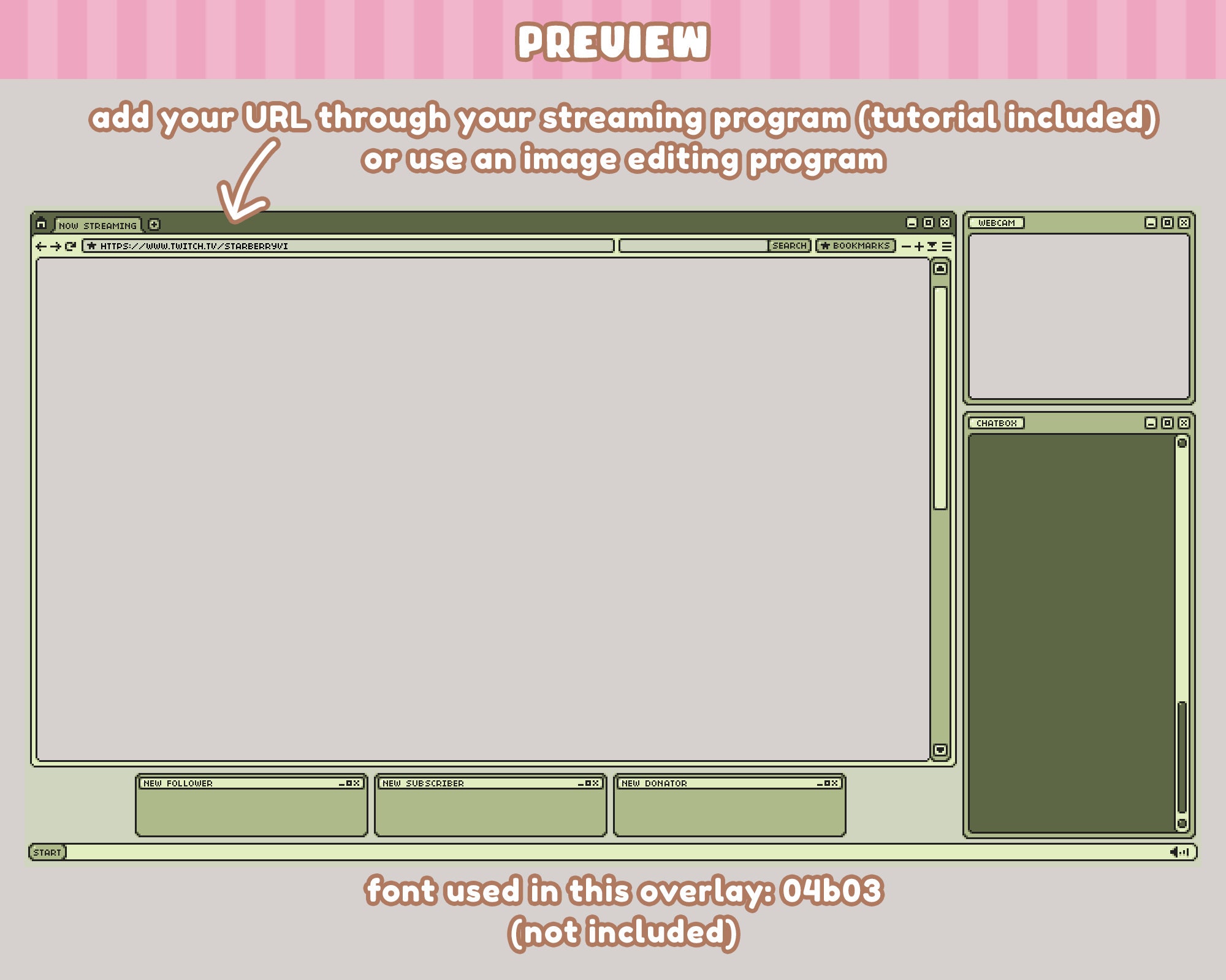 Twitch Stream Overlay Package / Tiny Pixel Internet Browser.