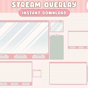 Twitch Stream Overlay Screens / Star Theme / Simple / Pastel / Kawaii Cute