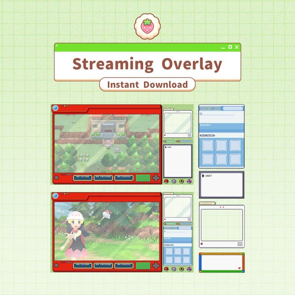 Pokémon | Twitch Stream Overlay / Pixelated Pokémon / Alert / Kawaii Cute Customize