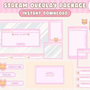 Twitch Stream Overlay Package / Cute Cozy Cat / Kawaii