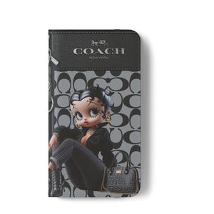 Betty Boop Luxe Fashionista Phone Case | Black Outfit, Luxury Background image 1