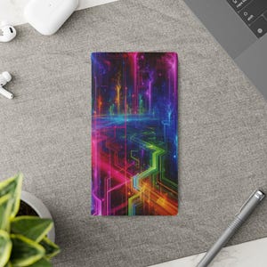 Colorful Line Design iPhone Wallet Case: Faux Leather Tech Accessory