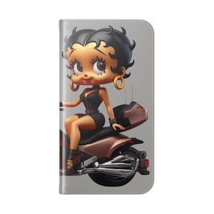 Betty Boop Wallet Flip Case para telefone, capa de telefone de desenho animado, acessório de estilo vintage, presente divertido para ela, capa de celular moderna