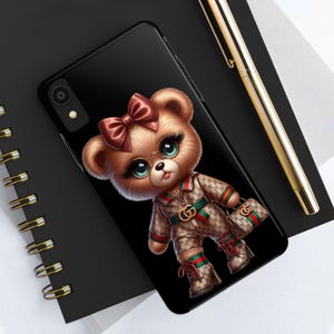 Stylish Teddy Bear Tough Phone Case: Designer Fashion Lover Gift