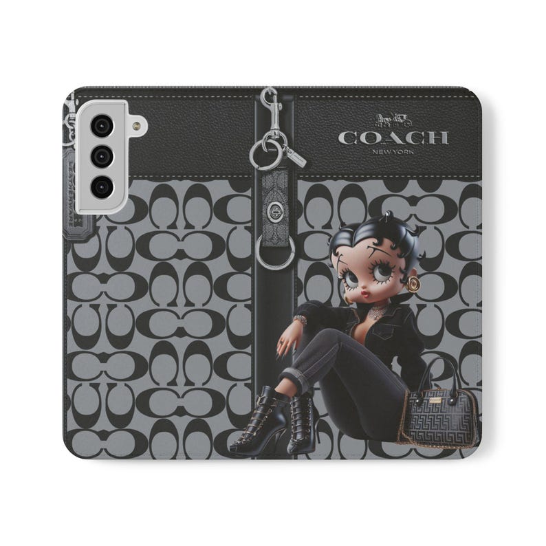 Betty Boop Luxe Fashionista Phone Case | Black Outfit, Luxury Background image 3