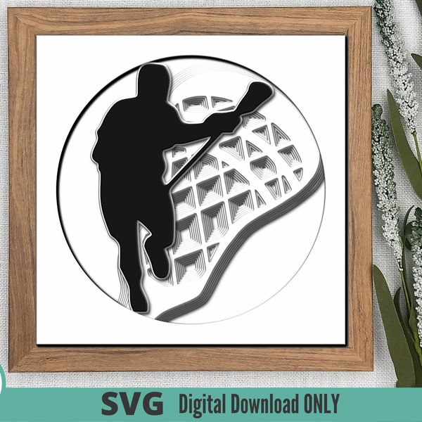 Male LACROSSE 3D SVG for Shadow Box | Sports | Athlete | Coach | Layered | Paper Craft | Laser Cut | Cricut | Cameo | Glowforge
