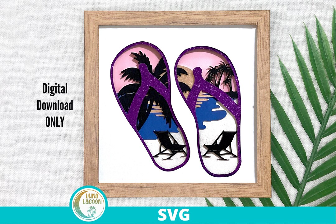 Flip Flops on the Beach 3D SVG for Shadow Box | Summer Vacation ...