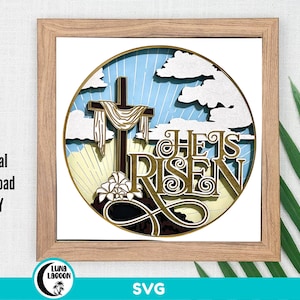 He Is Risen 3D EASTER SVG für Shadow Box | Religiöses Svg | Christian Svg | Spirituelle | Cricut Schneidedatei | Kamee | Schichtpapier Bastelpapier