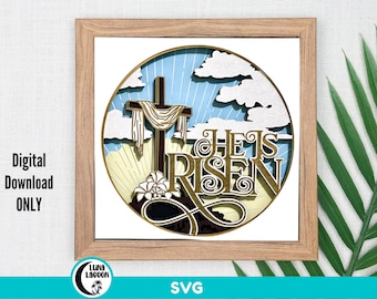 He Is Risen 3D EASTER SVG for Shadow Box | Religious Svg | Christian Svg | Spiritual | Cricut Cutting File | Cameo | Layered Paper Craft
