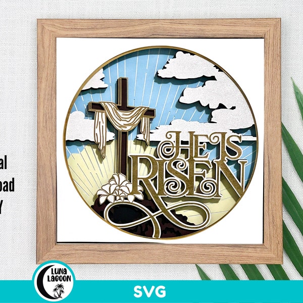 He Is Risen 3D EASTER SVG for Shadow Box | Religious Svg | Christian Svg | Spiritual | Cricut Cutting File | Cameo | Layered Paper Craft